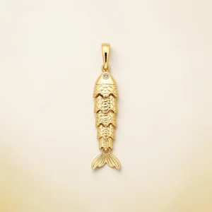 14K Gold Golden Scales Pendant - 2