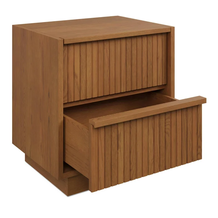Kouva Oak Veneer 2-Drawer Nightstand - 3