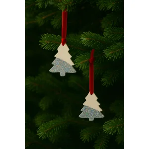 Glitter Tree 2'li Seramik Yılbaşı Ağacı Süsü