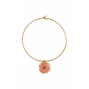 Bella Çilek Kuvars Taş Choker Kolye - 1