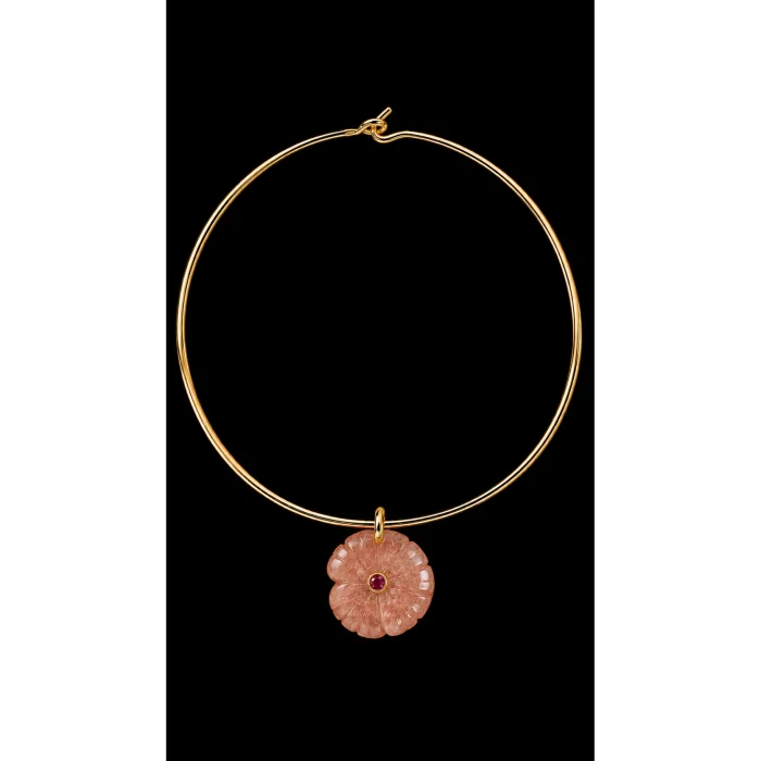 Bella Çilek Kuvars Taş Choker Kolye - 2