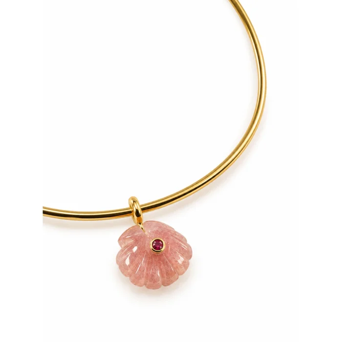 Bella Çilek Kuvars Taş Choker Kolye - 3
