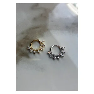 925 Sterling Silver Square Stone Clicker Piercing Earring - 2