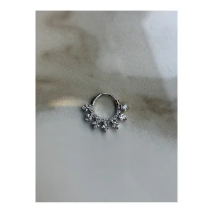 925 Sterling Silver Square Stone Clicker Piercing Earring