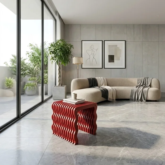 Wave Wavy Wooden Side Table - 3