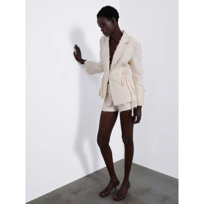 Jora Fringed Textured Shorts - 3