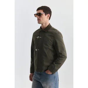 Regular Fit Coat with Ornamental Metal Buttons - 3