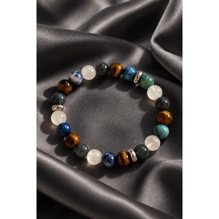 Labradorite, Moonstone & Tiger's Eye Handmade Bracelet - 4
