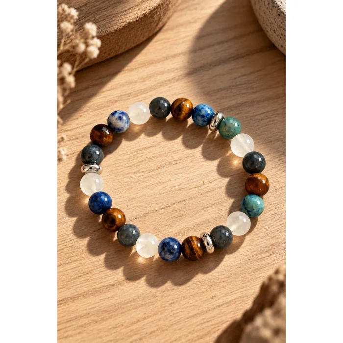 Labradorite, Moonstone & Tiger's Eye Handmade Bracelet - 3