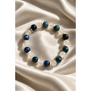 Selenite & Azurite Stone Handmade Bracelet - 2