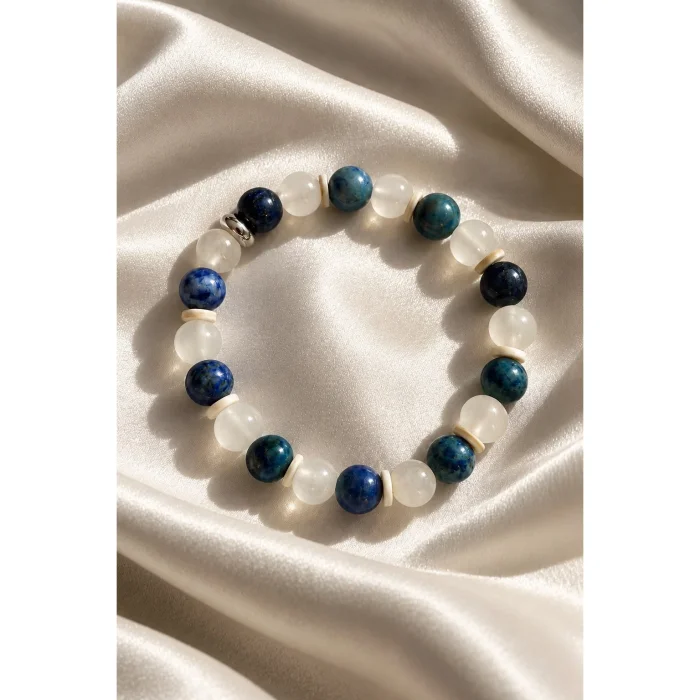 Selenite & Azurite Stone Handmade Bracelet - 2