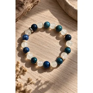 Selenite & Azurite Stone Handmade Bracelet - 4