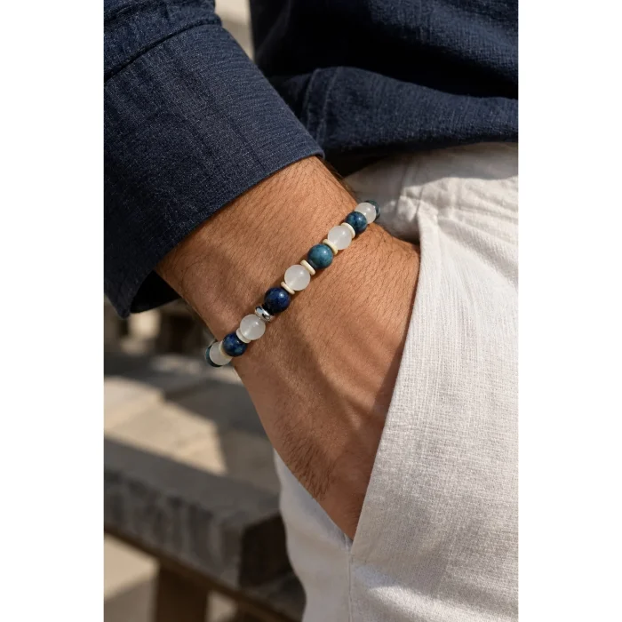 Selenite & Azurite Stone Handmade Bracelet - 3