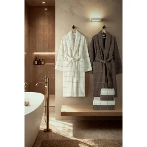 Linera Jacquard Cotton 6-Piece Bathrobe Set - 1