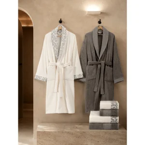 Riga 6-Piece Jacquard Cotton Bathrobe Set - 1