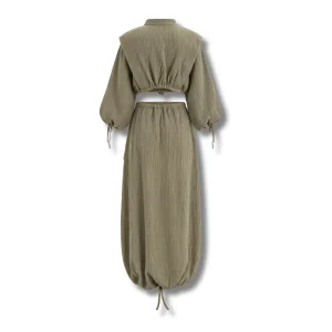Romy Khaki Cargo Skirt Set - 3