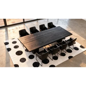 Koben Black Solid Oak Dining & Meeting Table - 4