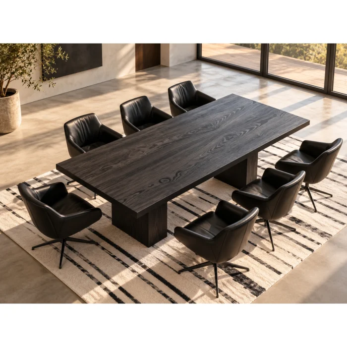 Koben Black Solid Oak Dining & Meeting Table - 2