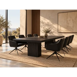 Koben Black Solid Oak Dining & Meeting Table - 1