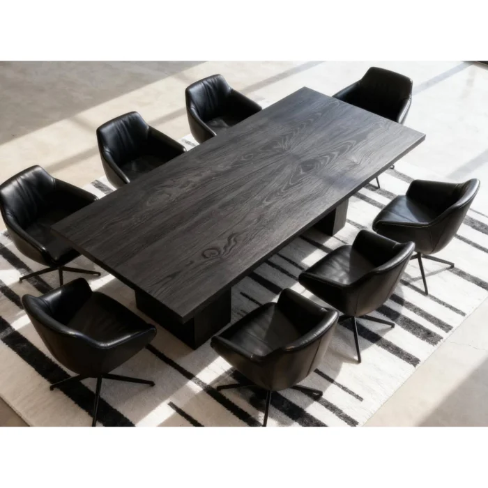 Koben Black Solid Oak Dining & Meeting Table - 4