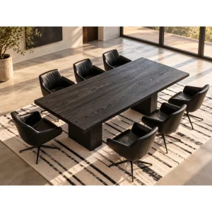 Koben Black Solid Oak Dining & Meeting Table - 2