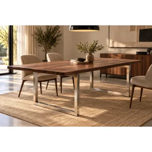 Stern Solid Walnut Dining and Meeting Table with Metal Legs - 5