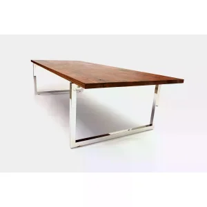 Stern Solid Walnut Table with Silver Metal Legs - 4
