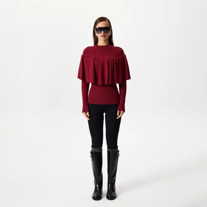 Sophie Burgundy Ruffle Blouse - 2