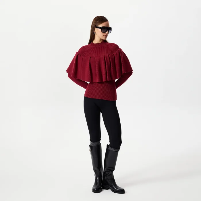 Sophie Burgundy Ruffle Blouse - 3