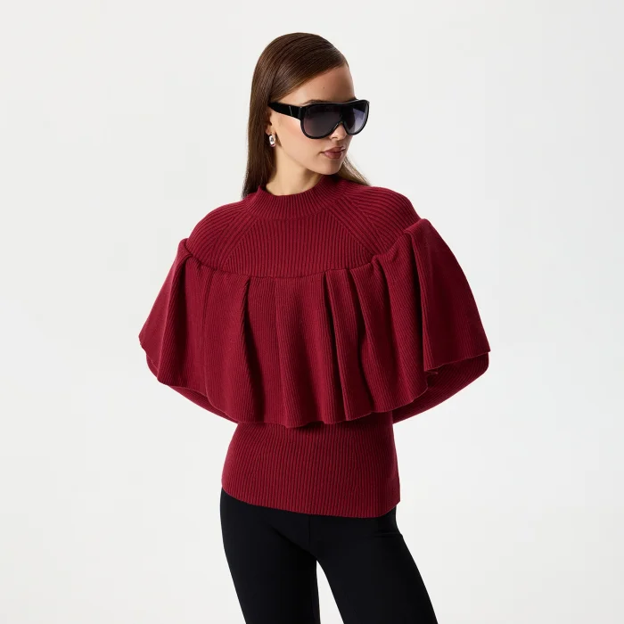 Sophie Burgundy Ruffle Blouse - 5