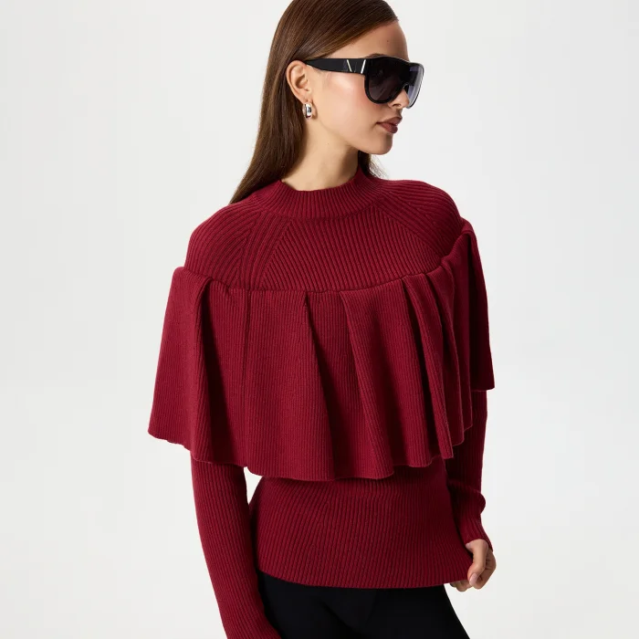 Sophie Burgundy Ruffle Blouse - 6