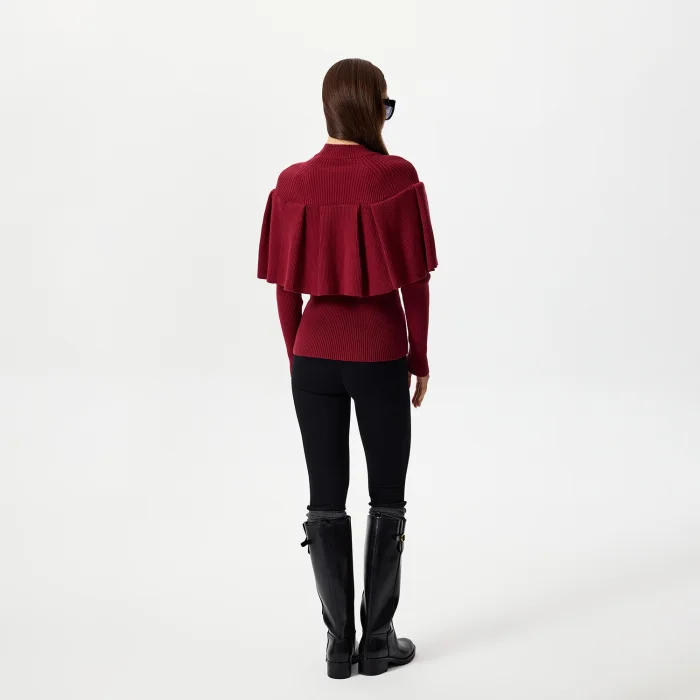 Sophie Burgundy Ruffle Blouse - 4