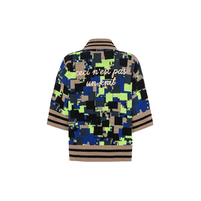 No Knit Oversize Jacquard Polo Sweater - 2