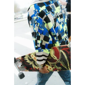 No Knit Oversize Jacquard Polo Sweater - 8