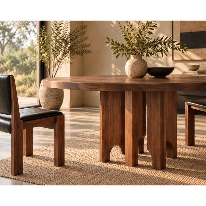 Maelo Round Solid Wood Dining Table - 8