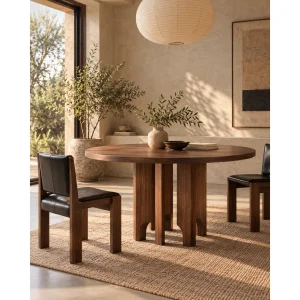 Maelo Round Solid Wood Dining Table - 4