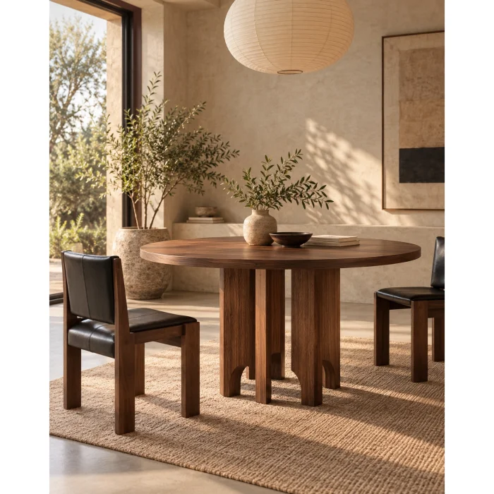 Maelo Round Solid Wood Dining Table - 4