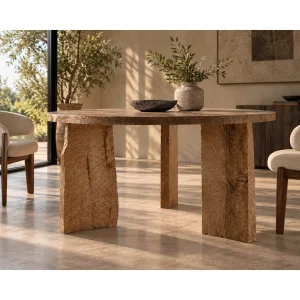 Rouka Solid Oak Round Dining Table - 2