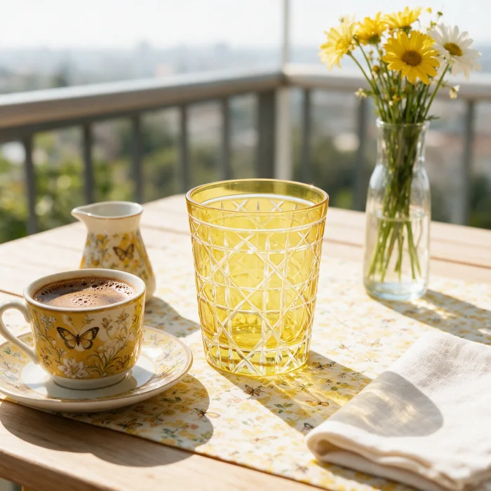 Gloria Sarı Kristal Su Bardağı - 2