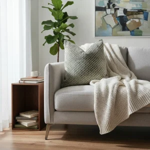 Geometric Patterned Sage and Olive Green Velvet Cushion Cover - 3