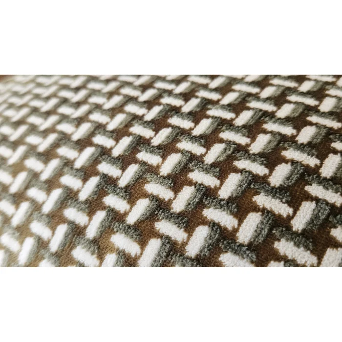 Geometric Patterned Sage and Olive Green Velvet Cushion Cover - 7