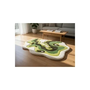 Green Spiral Handmade Rug - 2