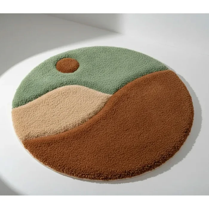 Handmade Minimalist Oval Rug - 1