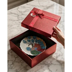 Hand-Painted Peacock Glazed Ceramic Wall Plate - 3