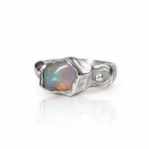 Iridescence Opal Stone Silver Ring