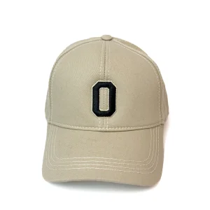 Beige Initial Letter Embroidered Cap - 1