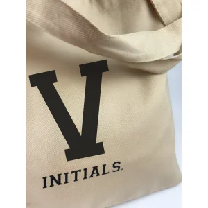 Initials Beige Tote Bag V - 3