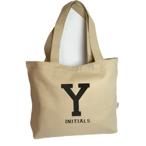 Initials Beige Tote Bag Y - 1