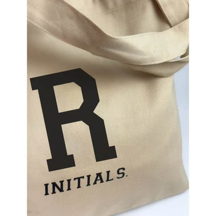 Initials Beige Tote Bag R - 3