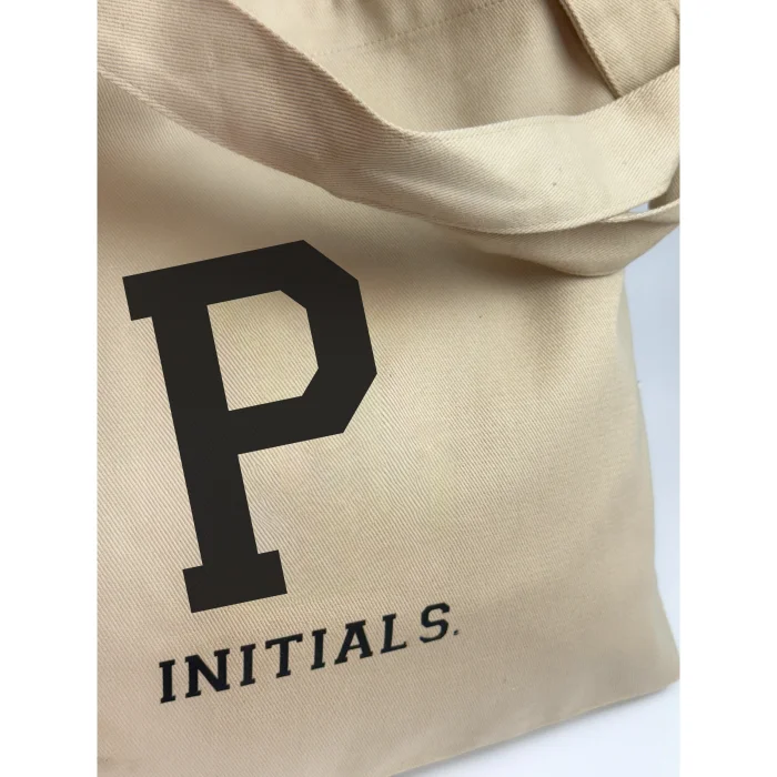 P Initial Beige Tote Bag - 3